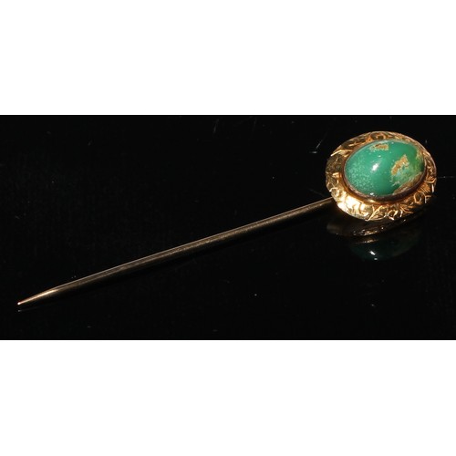 131 - A 19th century stickpin, serpent and malachite ball terminal;  others Scottish etc assorted stones i... 