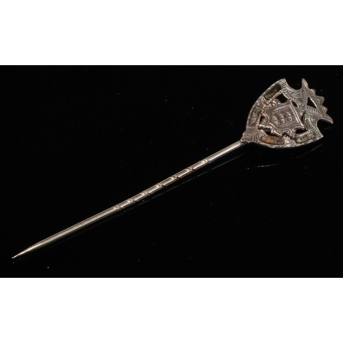 130 - A 19th century stick pin, carved as a Monkeys head;  Dunhill jumping horse;  Essex crystal type fox;... 