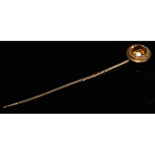 124 - A 19th century diamond floral cluster stick pin, set with nine old cut diamond accents, unmarked yel... 