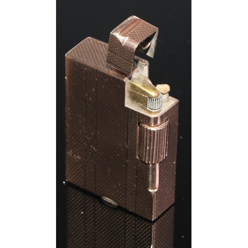 293 - A Dunhill 70 cigarette lighter, FY835, textured gold coloured body, flick lid, roll striker, boxed w... 