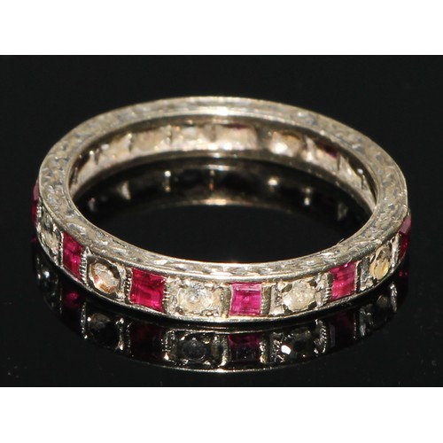 161 - A diamond and pale pink stone cluster ring, 9ct gold shank, size J,  others ruby and diamond halt et... 