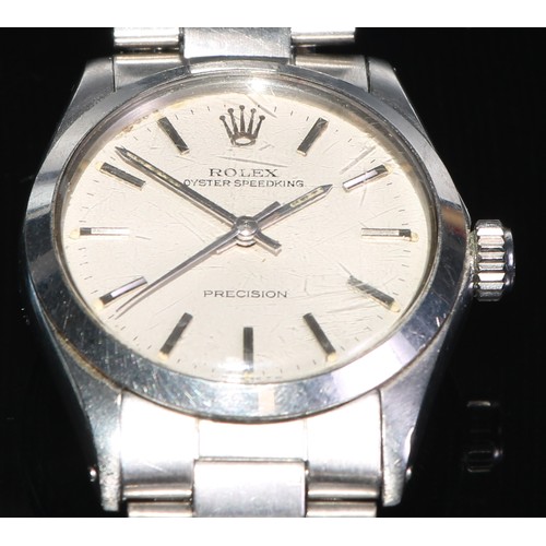 97 - Rolex - a stainless steel manual wind gentleman's Oyster Speedking Precision wristwatch, silvered ho... 