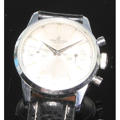 86 - Breitling - a mid 20th century Gentleman's 1191 wristwatch, textured silvered dial, block batons, mi... 