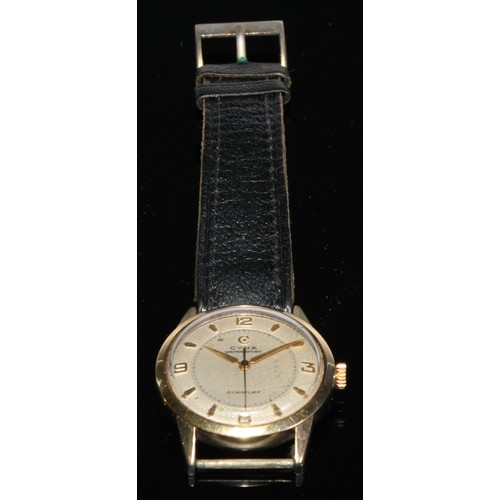 100 - Watches - a 1940s Titus Genf wristwatch, black dial, Arabic numerals, minute track, subsidiary secon... 