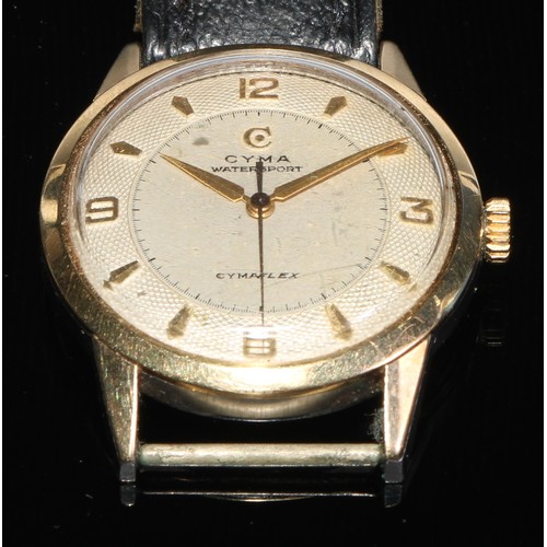 100 - Watches - a 1940s Titus Genf wristwatch, black dial, Arabic numerals, minute track, subsidiary secon... 