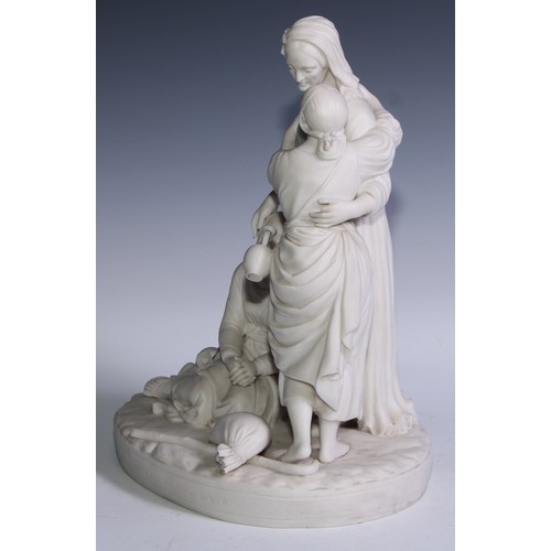 764 - A Minton Parian  figure group,  Naomi and her Daughters in Law, titled, 34cm high, shape no.183