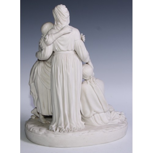 764 - A Minton Parian  figure group,  Naomi and her Daughters in Law, titled, 34cm high, shape no.183