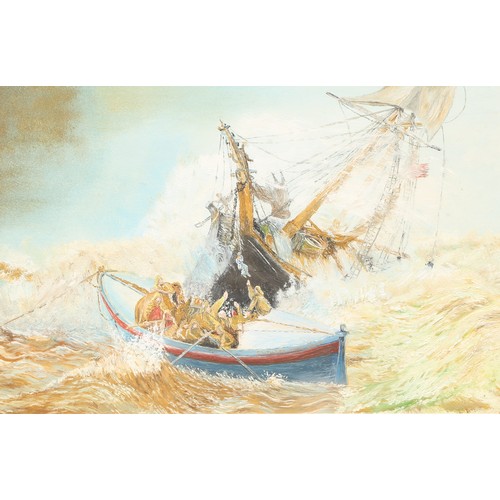 507 - T**Dawn (20th century)
A Pair, Fishermen Being Rescued in Choppy Seas
signed, oils on board, 30cm x ... 