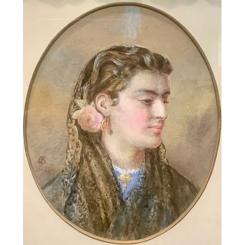 452 - George Adolphus Storey (1834 - 1919)
Romany Beauty
signed with monogram, watercolour, 18cm x 14.5cm;... 