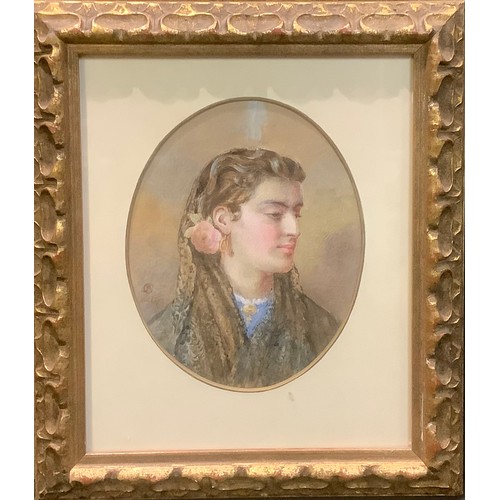 452 - George Adolphus Storey (1834 - 1919)
Romany Beauty
signed with monogram, watercolour, 18cm x 14.5cm;... 