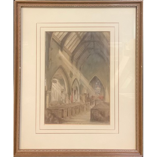 450 - English School, Church Interior, 18.5cm x 12.5cm;  others, Cobbled Lane, 22.5cm x 14cm;  etc (4)