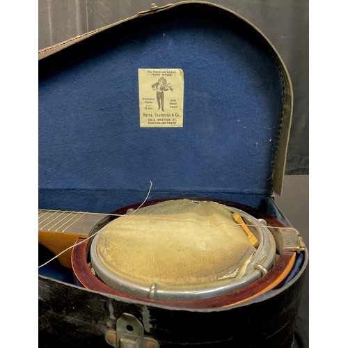 482 - A Keech Patent Banjulele banjo, Pat. no. 219720/2,  cased