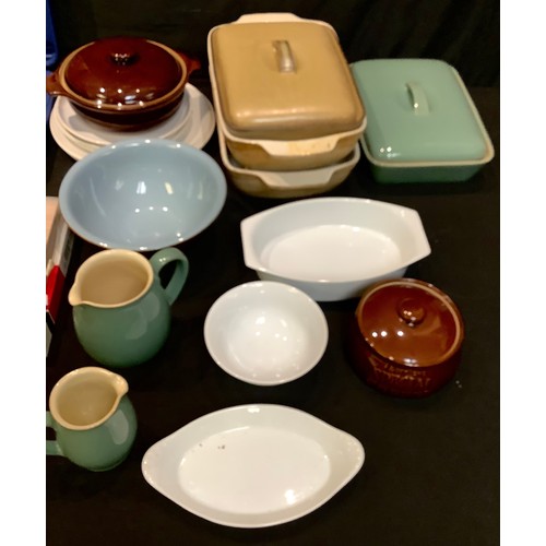 Denby casserole dishes; Denby serving dishes; BBQ utensils, cased