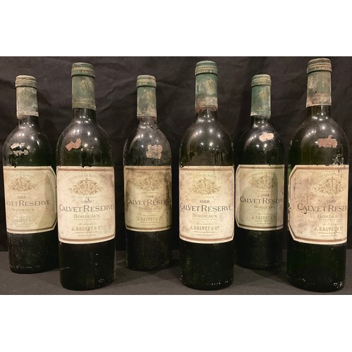 873 - Six bottles of Calvet Reserve 1988 Bordeaux, 75cl, 12%, mixed labels, levels within neck, seals inta... 