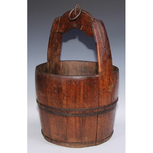 352 - A coopered larch well bucket, 55cm high, 33.5cm diameter