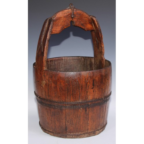 352 - A coopered larch well bucket, 55cm high, 33.5cm diameter