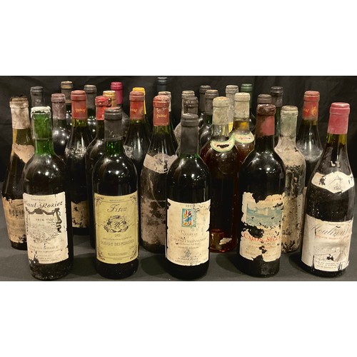 883 - Wines and Spirits - thirty one miscellaneous bottles, red or white wine, 750cl, many lacking or unre... 