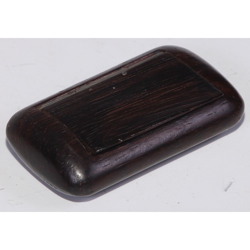 397 - A 19th century Mauchline type papier-mâché rounded rectangular snuff box, hinged cover, 9cm; other 1... 