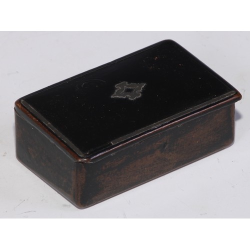 397 - A 19th century Mauchline type papier-mâché rounded rectangular snuff box, hinged cover, 9cm; other 1... 