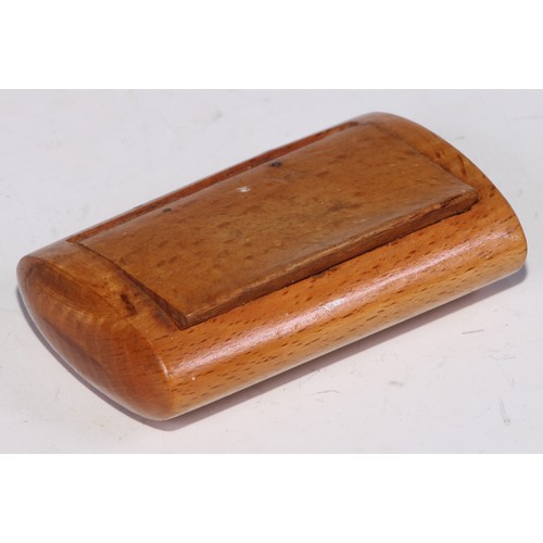 397 - A 19th century Mauchline type papier-mâché rounded rectangular snuff box, hinged cover, 9cm; other 1... 