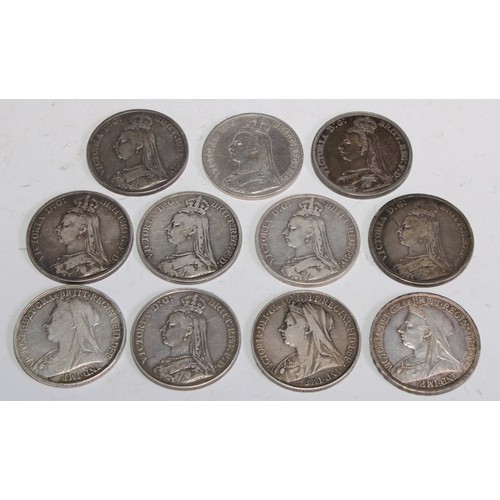 286 - Coins - Victorian silver crowns, 1889 [4]; 1890; 1891; 1892; 1893; 1897 [2]; 1900 (11)