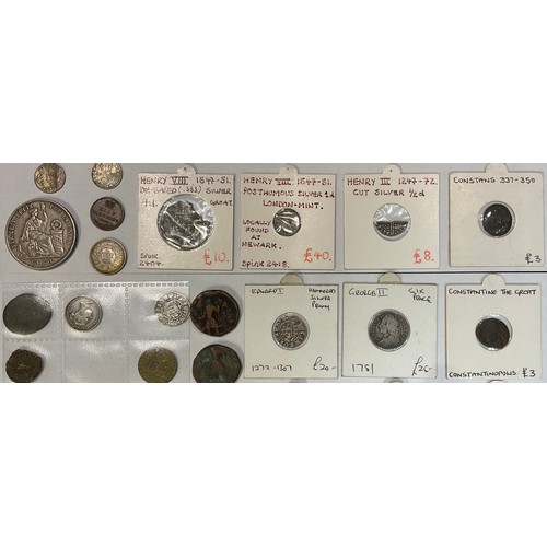 282 - Coins - hammered and later - an Edward I silver long cross penny; a James I silver sixpence, 1604; a... 