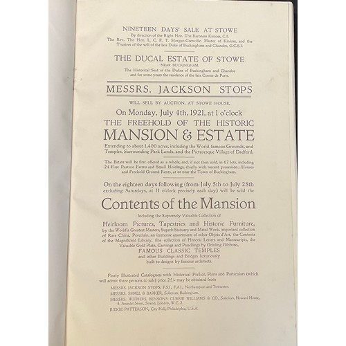 414 - Sale Catalogue - Messrs. Jackson Stops:~ Stowe, near Buckingham: The Ducal Estate and Contents of th... 