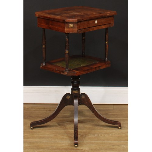 109 - A Regency rosewood work table, 71cm high, 41cm wide, 34.5cm deep