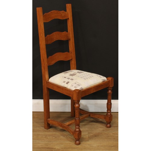 111 - Christopher Milner, Fine Woodcraft of Alfreton - a set of six oak ladderback dining chairs, 105cm hi... 