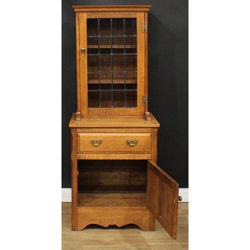 113 - Christopher Milner, Fine Woodcraft of Alfreton - an oak display or bookcase cabinet, moulded cornice... 