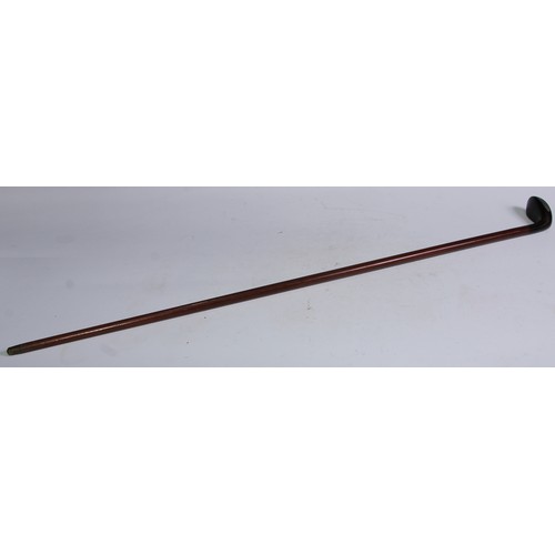 306 - A 19th century Sunday stick walking cane by Forgan of St Andrews, lead weighted, hardwood handle, ma... 