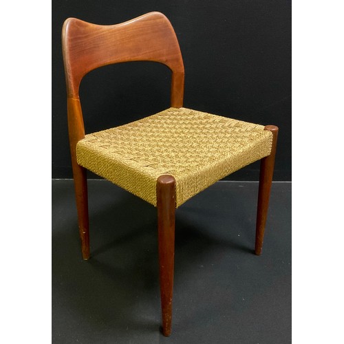 65 - Danish design - a set of four Mogens Koch teak dining chairs, comprising three chairs and a single c... 