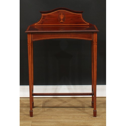 91 - A Sheraton Revival satinwood crossbanded mahogany and marquetry pier table, of small and neat propor... 