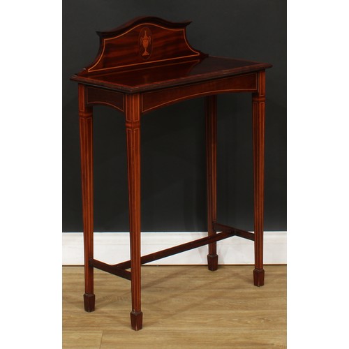 91 - A Sheraton Revival satinwood crossbanded mahogany and marquetry pier table, of small and neat propor... 