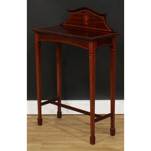 91 - A Sheraton Revival satinwood crossbanded mahogany and marquetry pier table, of small and neat propor... 