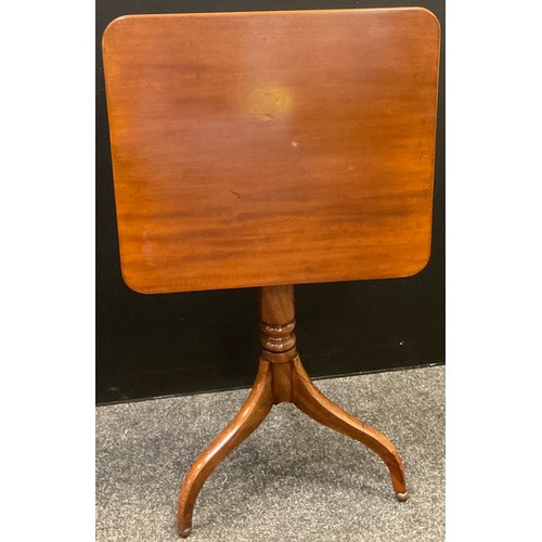 282 - A 19th century mahogany tilt-top side table, rounded rectangular top, turned column. tripod feet, 72... 