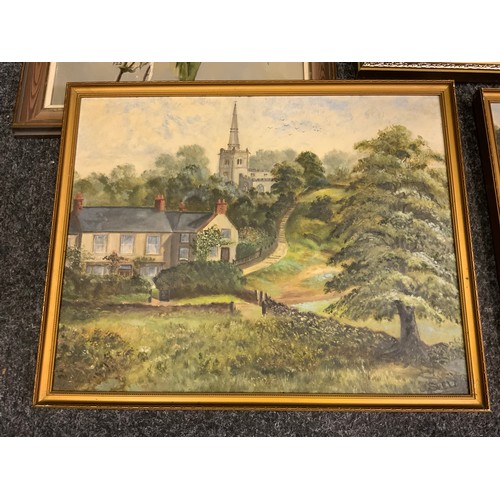 290 - J** Sheldon (c.1920)
Haddon Hall,  oil on board, 34cm x 52cm;  others, by the same hand, High Tor;  ... 