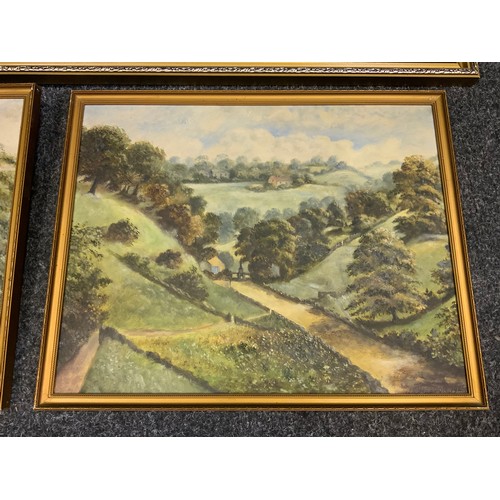 290 - J** Sheldon (c.1920)
Haddon Hall,  oil on board, 34cm x 52cm;  others, by the same hand, High Tor;  ... 