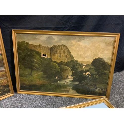 290 - J** Sheldon (c.1920)
Haddon Hall,  oil on board, 34cm x 52cm;  others, by the same hand, High Tor;  ... 