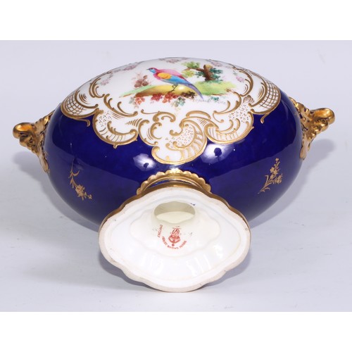 625A - A Royal Crown Derby two handled pedestal ovoid vase and cover, painted by Charles Harris, signed wit... 