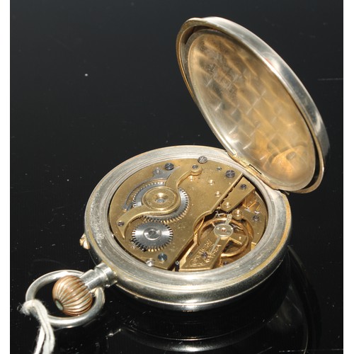 845A - An early 20th century Swiss Goliath pocket watch, bold Roman numerals, subsidiary seconds dial, 5.5c... 