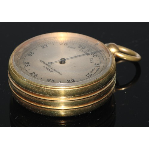 381A - A late 19th/early 20th century pocket barometer, by Negretti & Zambra, London, 4.5cm diameter, cased