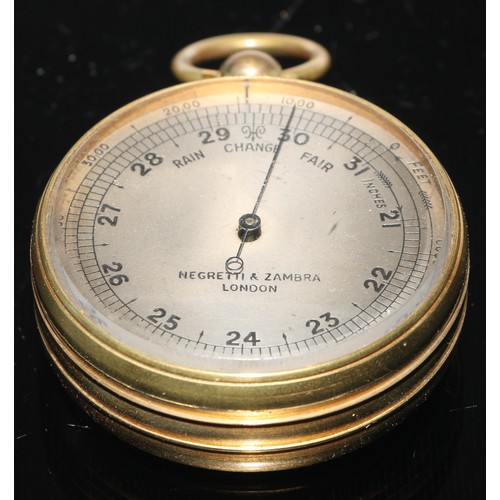 381A - A late 19th/early 20th century pocket barometer, by Negretti & Zambra, London, 4.5cm diameter, cased