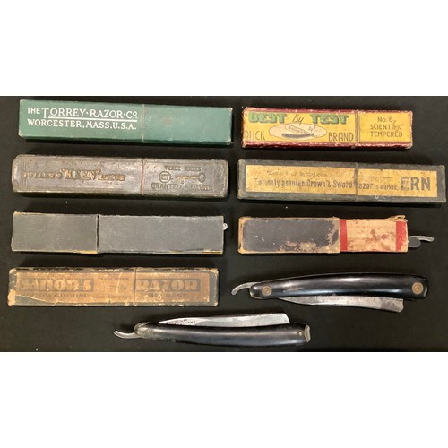 236 - A collection of nine straight/cut throat razors, mostly boxed, early 20th century and later (9)