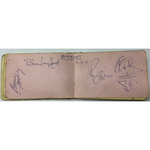 376 - An autograph album late 1960s/early 1970s - cricket and football; including Lancashire CCC, Gooch, F... 