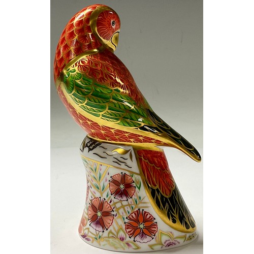 309 - A Royal Crown Derby paperweight, Lorikeet, special commission, limited edition 1,163/2,500, gold sto... 