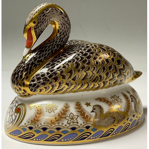 315 - A Royal Crown Derby paperweight, Golden Jubilee Black Swan, Royal Doulton special commission, limite... 