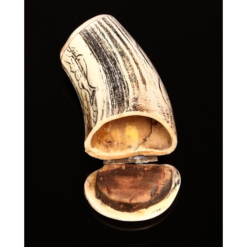 380A - A 'George III' style silver-mounted Scottish 'antler' snuff mull, erroneous date of 1820 to the cove... 