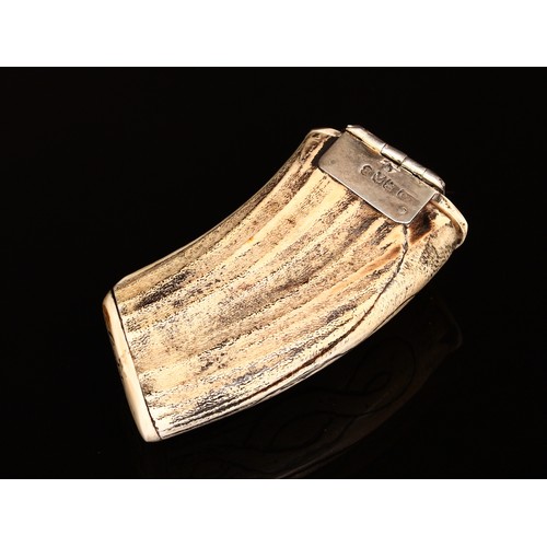 380A - A 'George III' style silver-mounted Scottish 'antler' snuff mull, erroneous date of 1820 to the cove... 