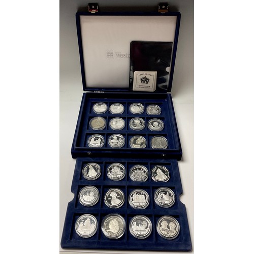 575 - A set of twenty four silver proof coins, Queen Victoria Commemorative Coin Collection, including one... 